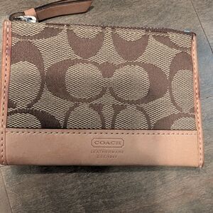 Coach Signature Brown and Tan Wallet